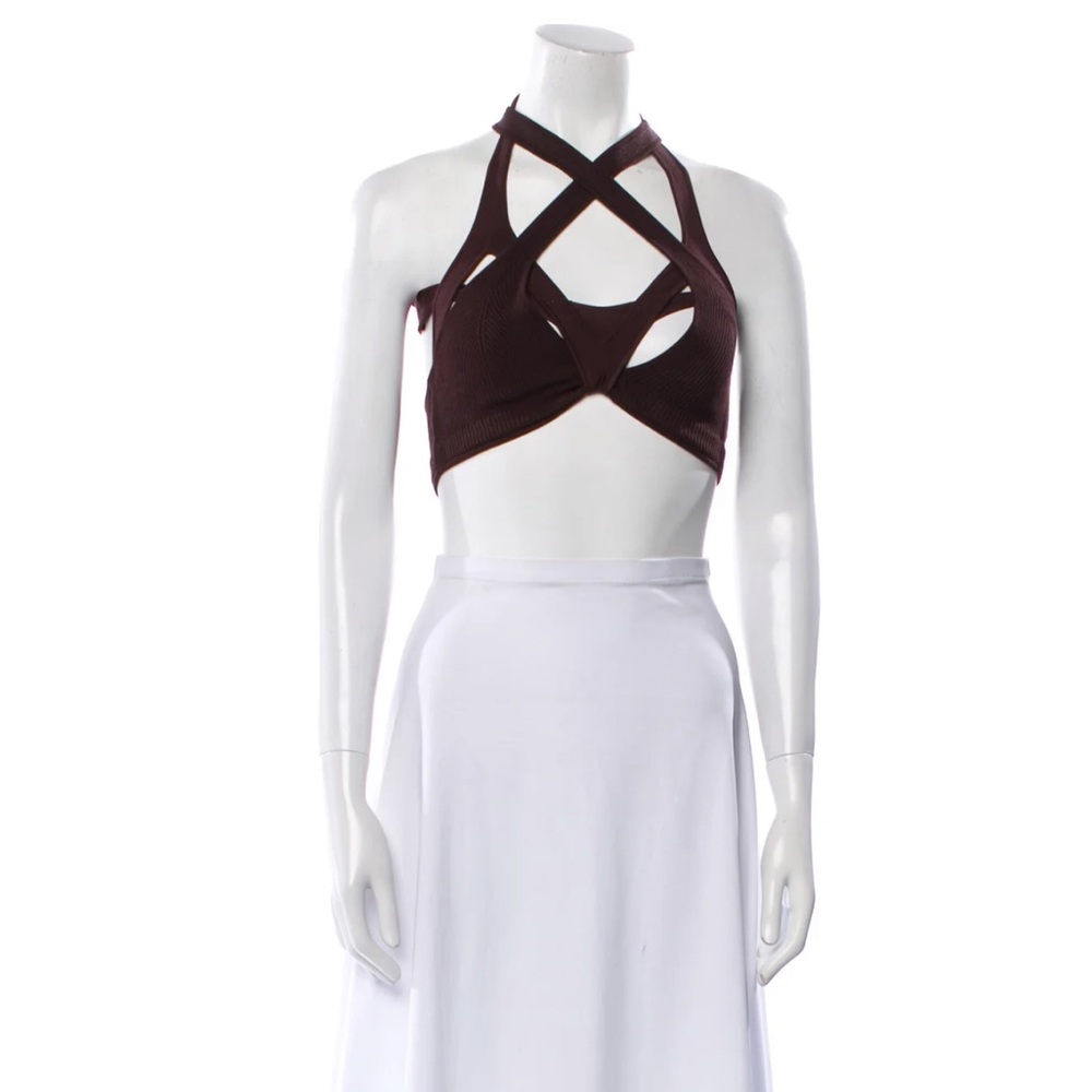 Dion Lee Burgundy Halter Crop Top